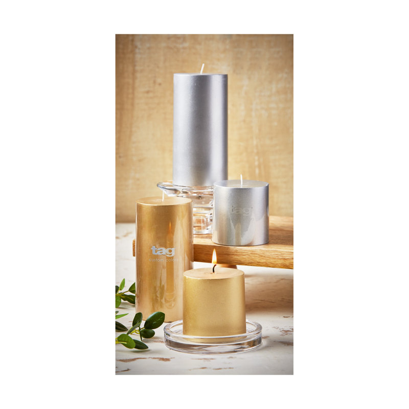 Metallic Pillar Candle 3X6, Silver