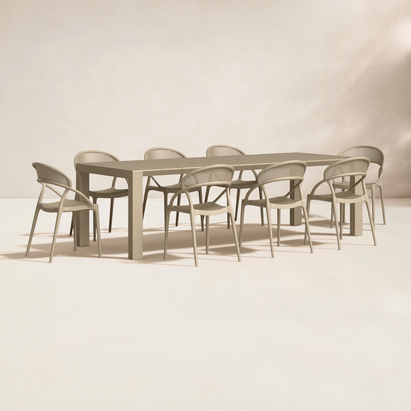 Farrah 118" Patio Dining Set, Taupe