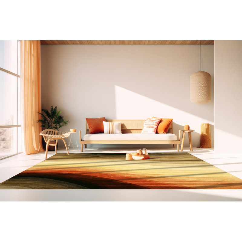 Élégant tapis contemporain multicolore en laine touffeté à la main Sloane, Rectangulaire 4 pi x 6 pi