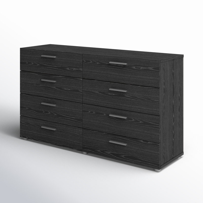 Gianna 8 Drawer 55.12" W Double Dresser, Black