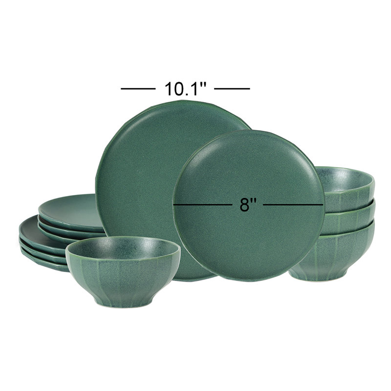 Stone Lain Rio 12-Piece Dinnerware Set Stoneware, Green
