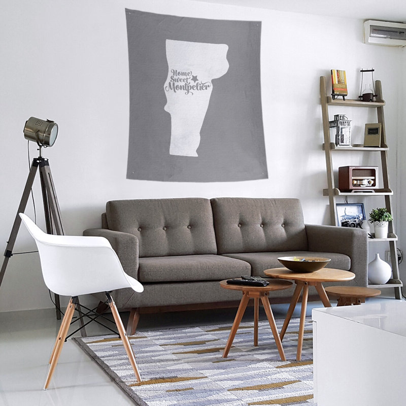 Tapisserie murale Montpelier Vermont, H 60 po x l 51 po, Gris