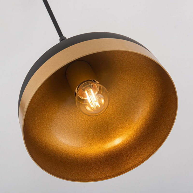 4 - Light Dimmable Bell Chandelier, Black/Gold