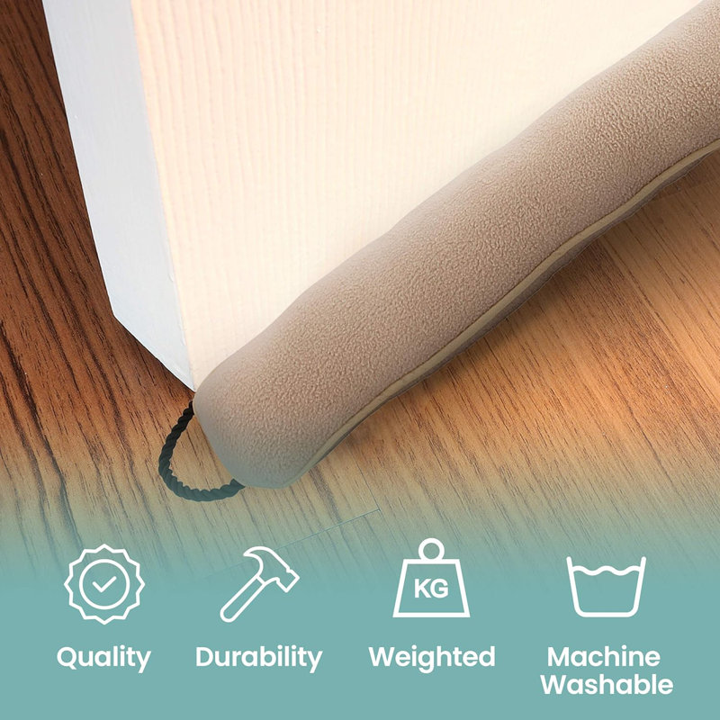 Home Intuition 3-Feet Draft Stopper Cloth Seal Weather Stop, Beige 2-Pack, 2