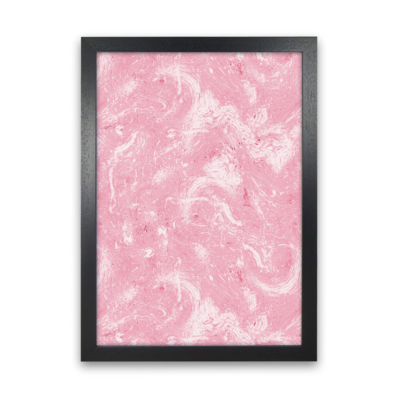 Abstract Dripping Painting Pink - Print, 63cm H x 46cm W x 3cm D, Black Framed