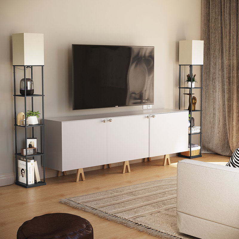  Wascar 70''H 5 Tiers Corner Bookcase Floor Lamp