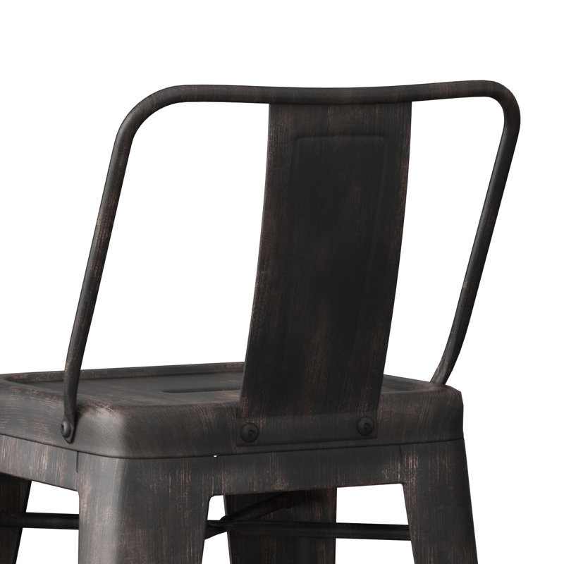 Rayne Distressed Black Metal Counter Height Stool Set