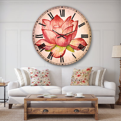 Illustration de l'aquarelle de lotus rose - Horloge murale traditionnelle