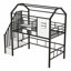 Lit mezzanine moderne simple en métal avec toit en forme de maison et boîte de rangement externe, noir-1168431270