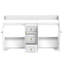 Armoire de salle de bain blanche sculptée de style français de 60 po, armoire de rangement abondante, 4 portes à fermeture douce et 3 tiroirs-46006127