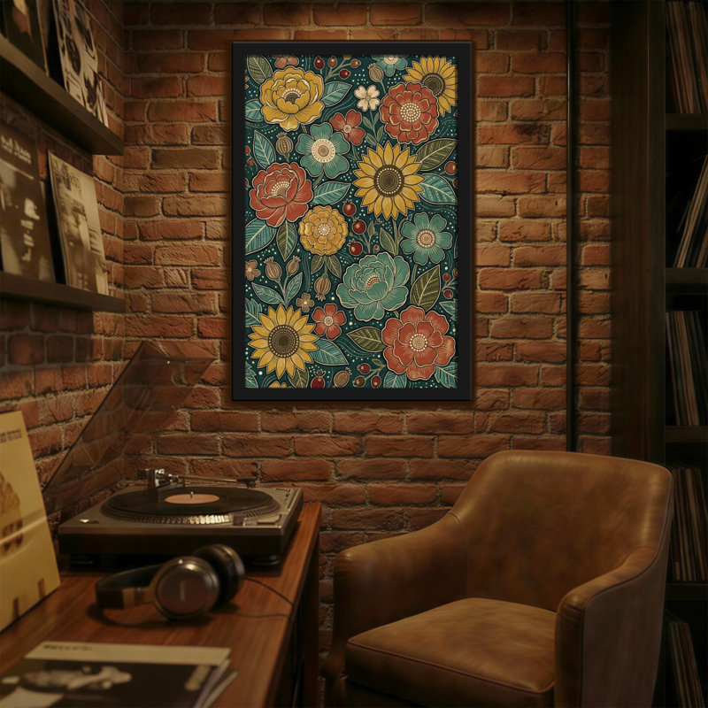 Motif floral de plantes et de fleurs aux couleurs vives et aux feuilles
