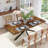 55.11"-70.86"Retro Rectangular Stretch Dining Table, Antique Wood Top And Same Color Relief Plate,With Storage Box,Suitable For Dining Rooms, Kitchens, And Living Rooms, Brown-2136808478