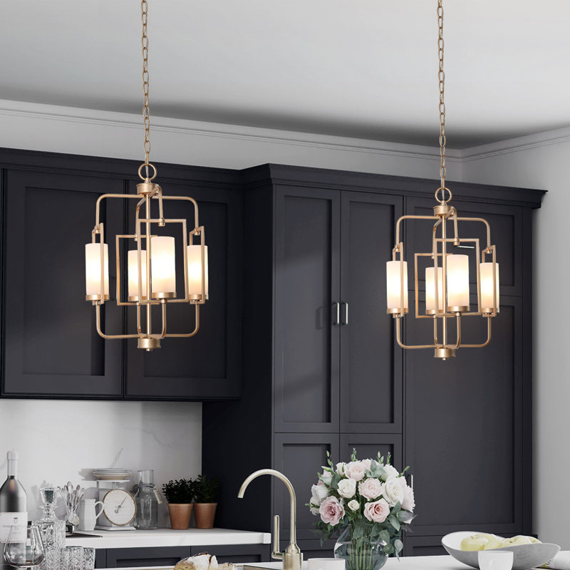 Lustre géométrique unique à 4 lumières