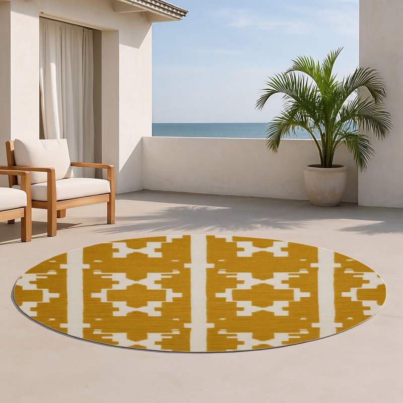 Tapis brun intérieur et extérieur Trellis, Rond 5 pi