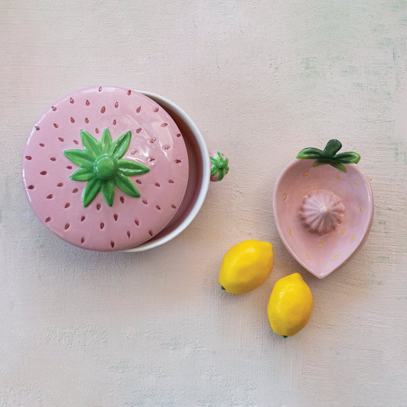 Stoneware Strawberry Shaped Baker Handles