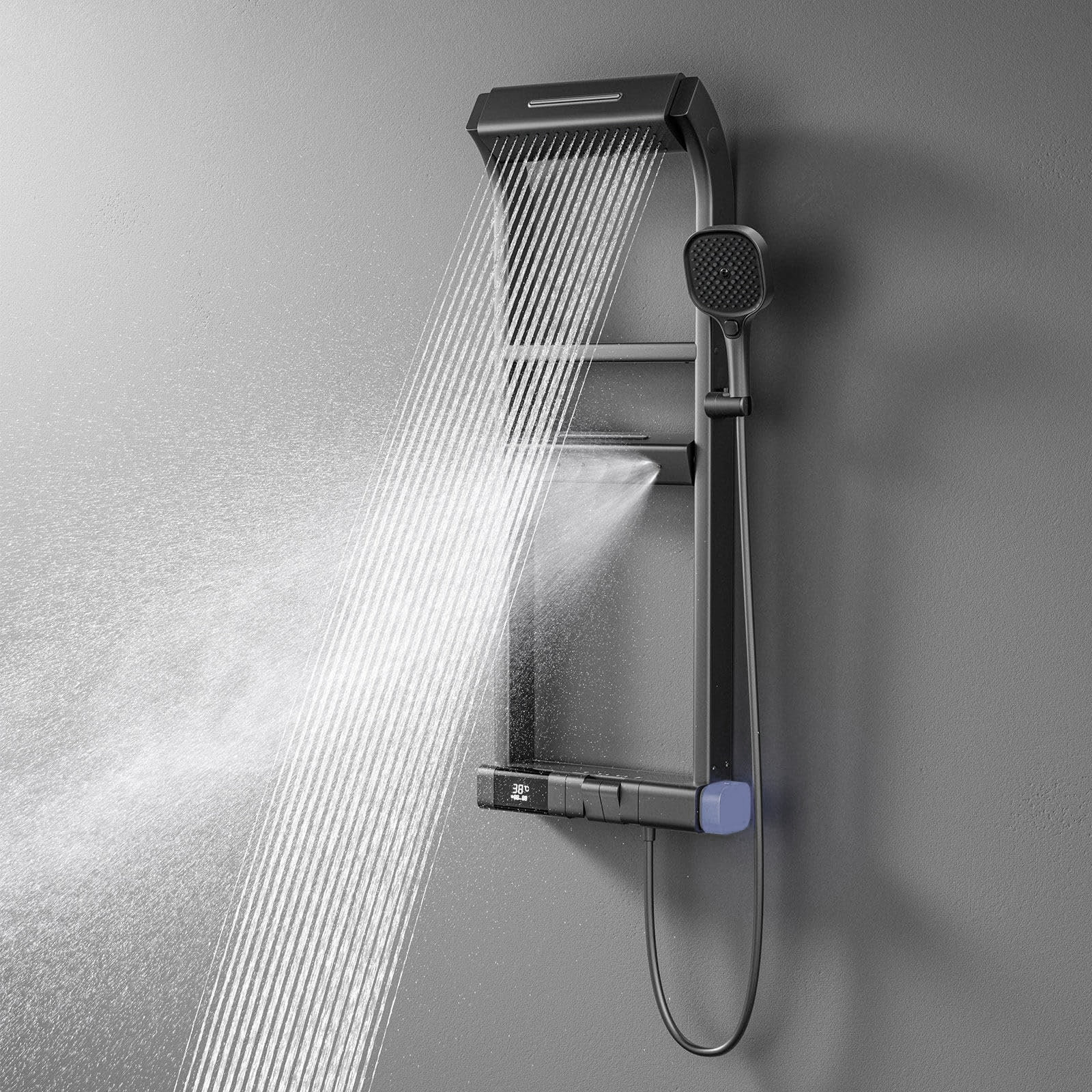 Aqua Gallery Wall Mounted Led Digital Display Thermostatic Shower ...