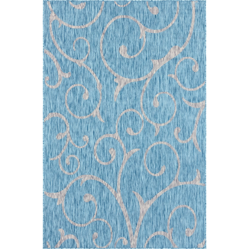 Tapis intérieur / extérieur turquoise clair Coutee, Rectangle 4 pi x 6 pi