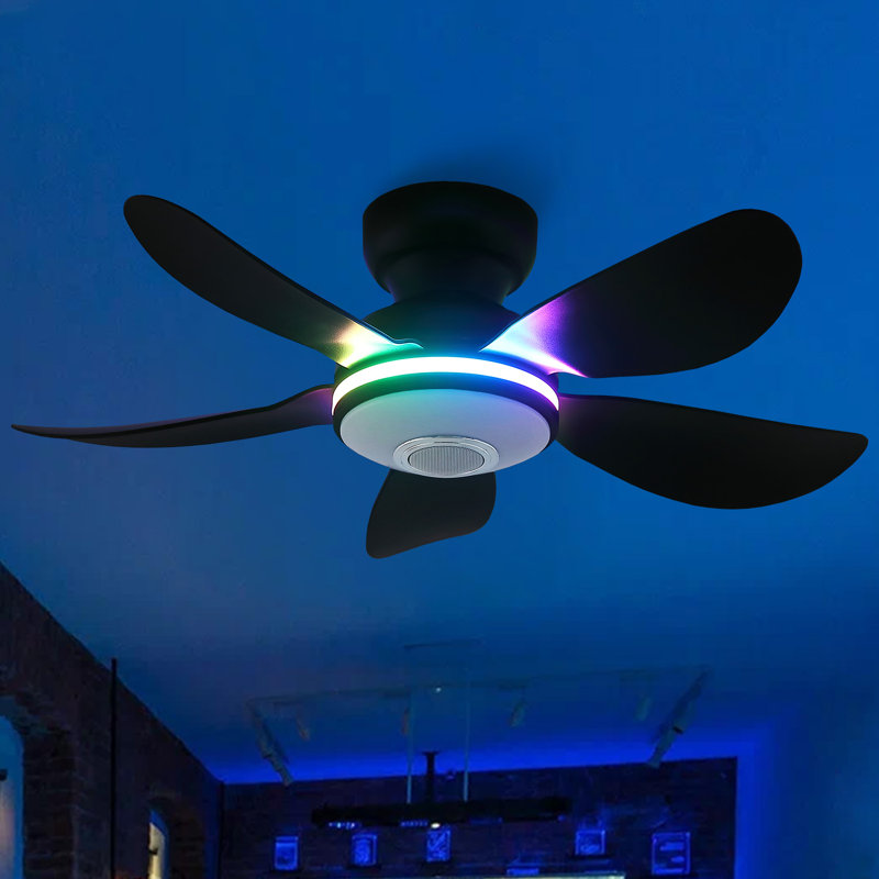 Ventilateur de plafond encastré avec lumière et télécommande / app, 36 po de largeur, Noir