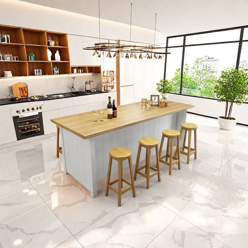 Open large kitchen work station kitchen island