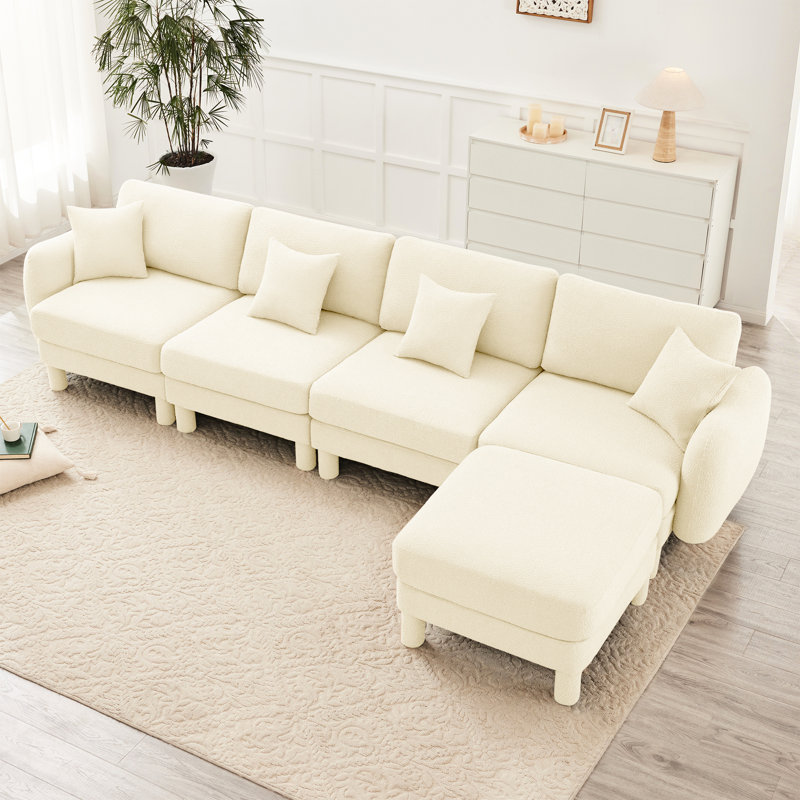 Canapé modulaire en L Boucle, Beige