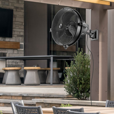 Honeywell 18" Outdoor Wall Fan XL with Remote, Wall Mount, 3-Speed, Wet Rated, Matte Black