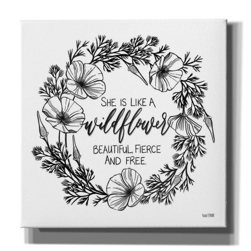 «She is Like a Wildflower» par House Fenway, art mural sur toile, H 26 po x l 26 po x P 1,5 po