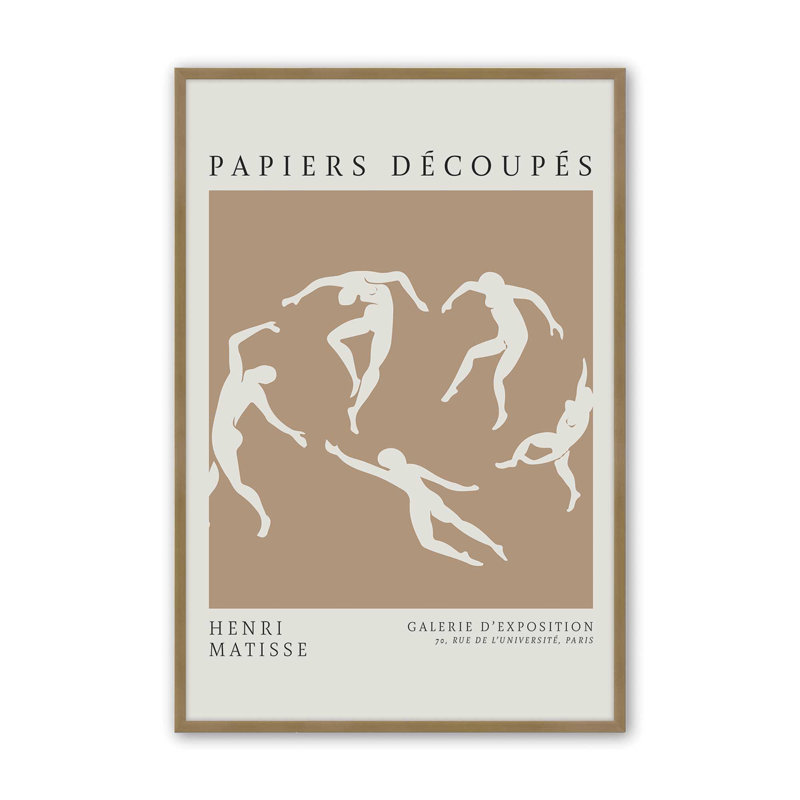 « La Danse » de Matisse en rouleaux de toile beige, Reproduction encadrée sans passe-partout, Or brossé
