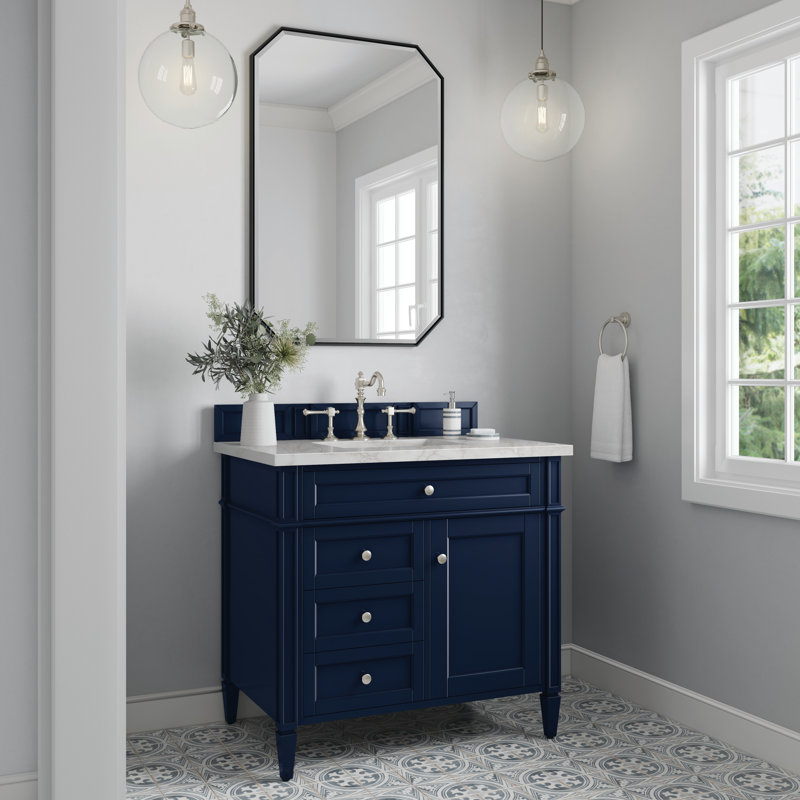 Brittany 36 in. Single Vanity, Victory Blue, Victorian Silver, 8" Widespread