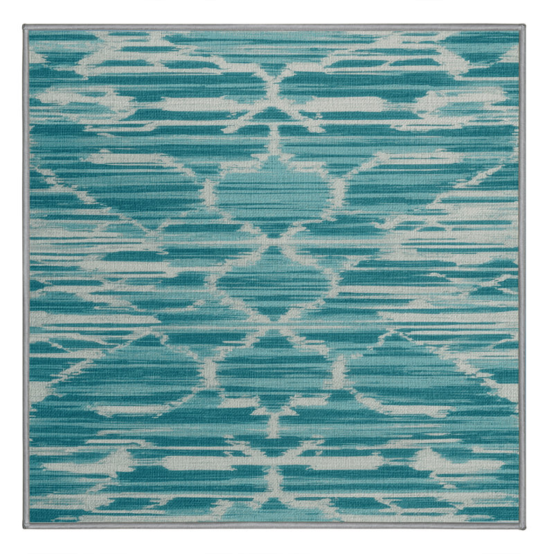 Washable Lagoon Waters Hawaiian Area Rug, Square 8'