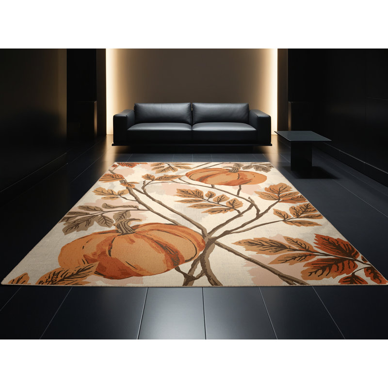 Soft Plush Esser Halloween Modern & Contemporary Abstract Area Rug in Beige – Beige Binding, 5x8
