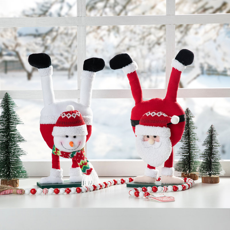 Ensemble de 2 décorations de table père Noël et bonhomme de neige à l'envers