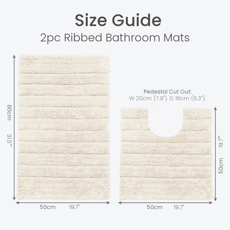 Mullane Ribbed Bathroom Mats Two Piece Set, Cream