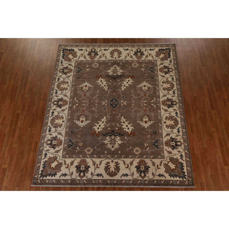 Tapis oriental à motif végétal Oushak fait à la main 8 x 10