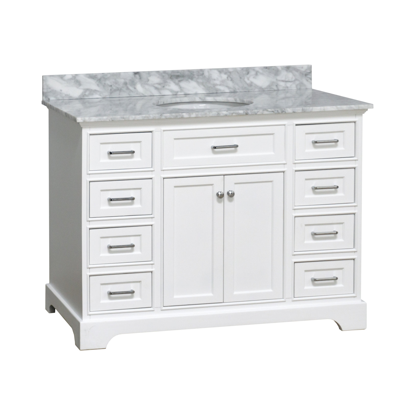 Ronnie 48'' Single Bathroom Vanity, White, Carrara Marble