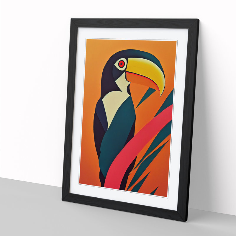 FRM-V0523-2525X Toucan Abstract Vol.3 - Single Picture Frame Print, Black, 64cm H x 46cm W x 2cm D