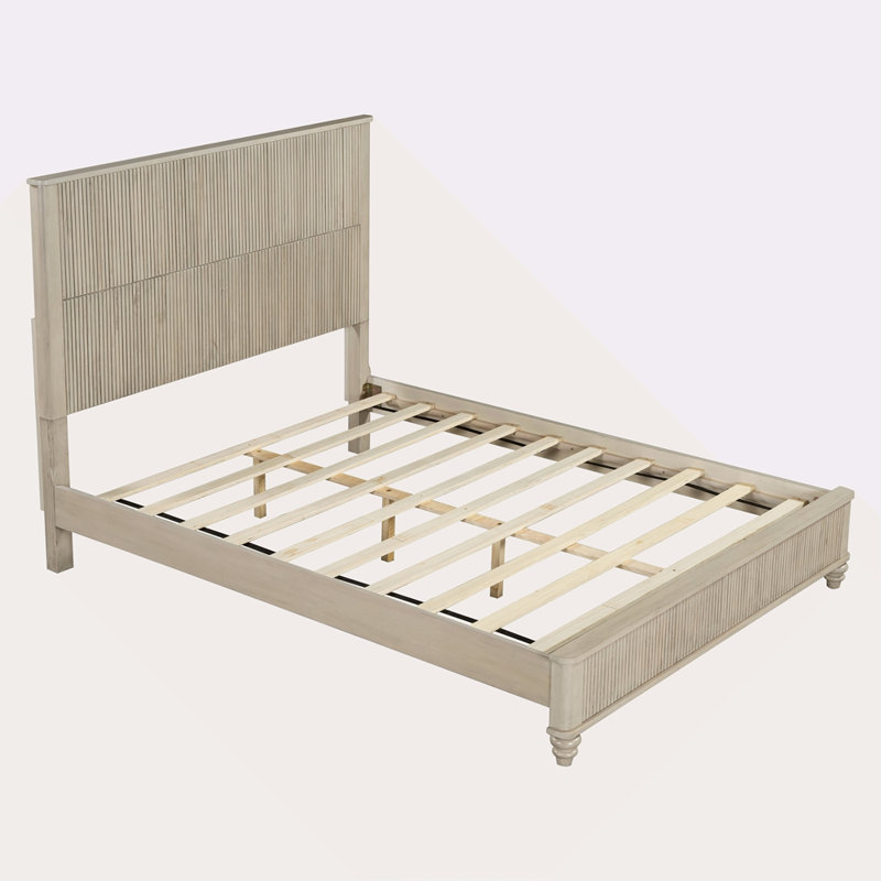 Structure de lit en bois massif avec tête de lit, grand lit en bois, aucun sommier nécessaire, Grand lit