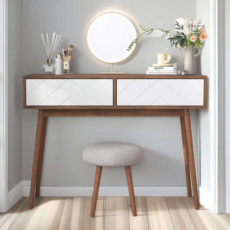 Entryway Table With 2 Carved Panel Drawers, Console Table With Storage Space And Wood Legs,Sofa Table Behind Couch For Hallway, Living Room