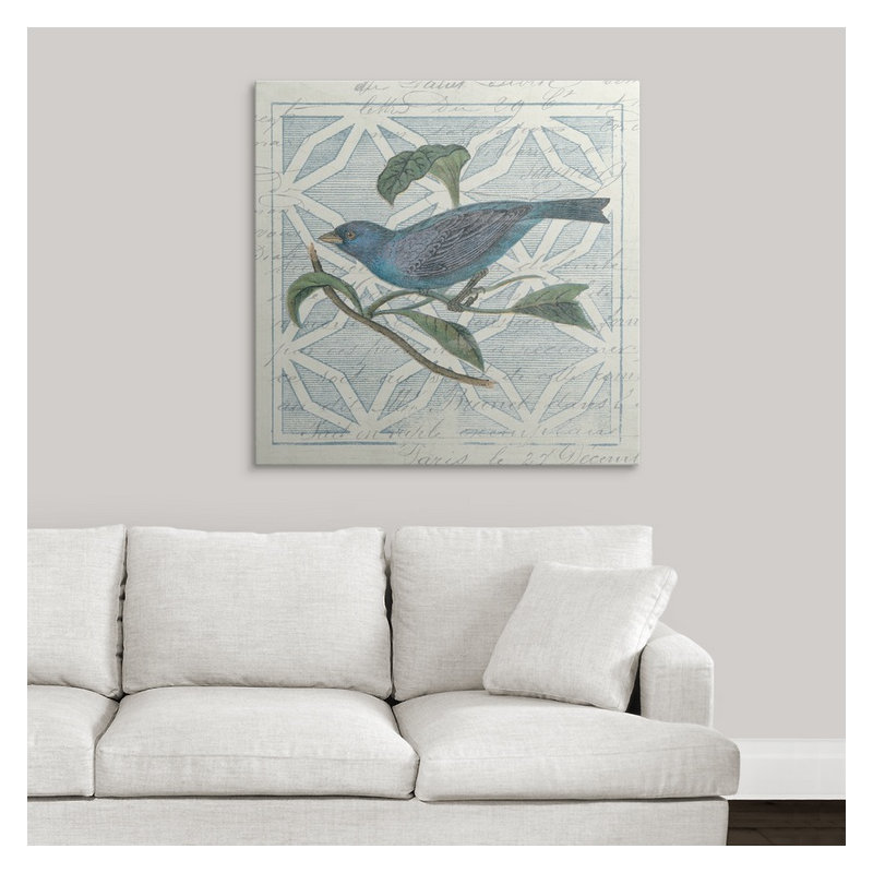 « nogravureing tile ii blue oiseau », impression, H 35 po x l 35 po x P 1,5 po, Toile