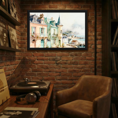 «Scenic & Cityscapes Coastal House», reproduction d'art à l'aquarelle