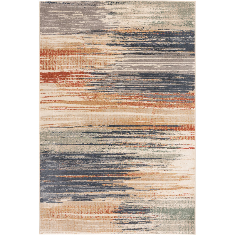 Bungalow Rose Orion Harpily Beige/Multi Abstract Indoor Polypropylene Area Rug, Rectangle 7'10" x 9'10"