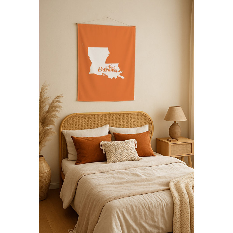 Douce Nouvelle-Orléans — Silhouette de l'État de Louisiane — Tapisserie murale tissée portrait, H 36 po x l 26 po