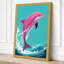 Leaping Dolphin Coastal 1 Piece Wrapped Canvas Wall Art-857222309-857222314