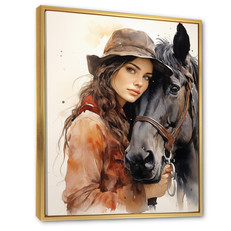 Wivestad Cowgirls and Horse Bond II, H 40 po x l 30 po, Cadre flottant doré