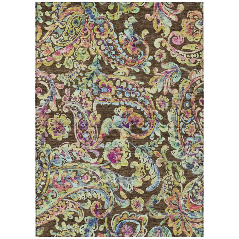Seoras Washable Paisley Indoor / Outdoor Rug, Rectangle 8' x 10'