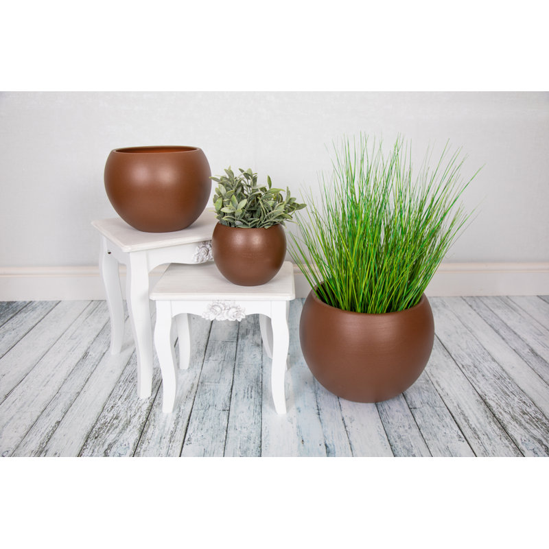 Epoxi Cylinder Pot - Semi Gloss  - Set Of 2, 18.5cm H x 24cm W x 24cm D, Brown