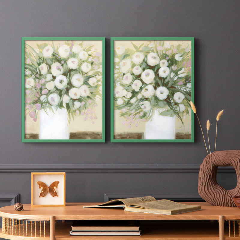 «Soft Sun Bouquet I», reproduction encadrée de qualité supérieure - prête à être accrochée - aucun clou requis - aucun clou requis