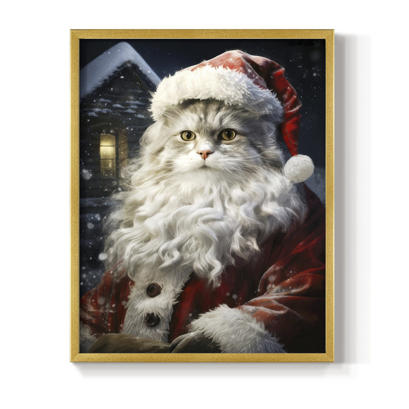 «Santa Paws II», reproduction encadrée - bois massif, H 30 po x l 24 po, Doré