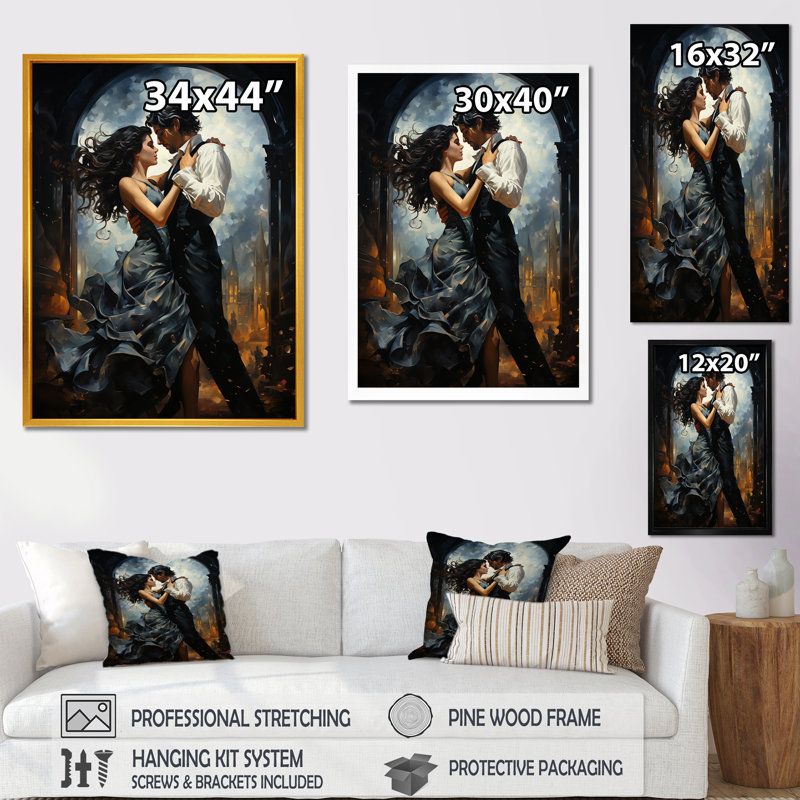 Couple dansant salsa fiesta passion - art mural danse, Toile tendue, H 60 po x l 40 po