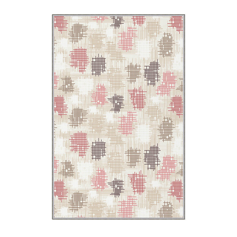 Premium Polyester Area Rug (5.2 x 7.5 ft), 100% Antibacterial, Non-Slip Underside, 0.3 in Pile Height | Machine Washable, 3D Digital Print, Durable Woven Carpet | Ideal for Living Room, Bedroom & Dining Spaces