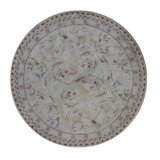 Hand-Knotted High-Quality Ivory and Red Round Area Rug